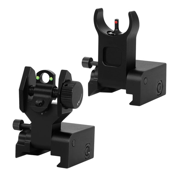 gowutar flip up fiber optic iron sight 90 degree front and rear sight picatinny backup sight set