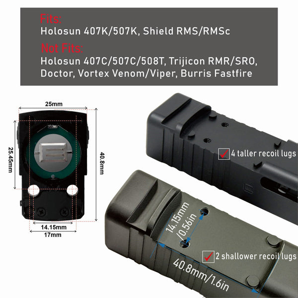A17 RMS / RMSc Micro Green Dot Sight for Sub-compact Pistol 2 MOA