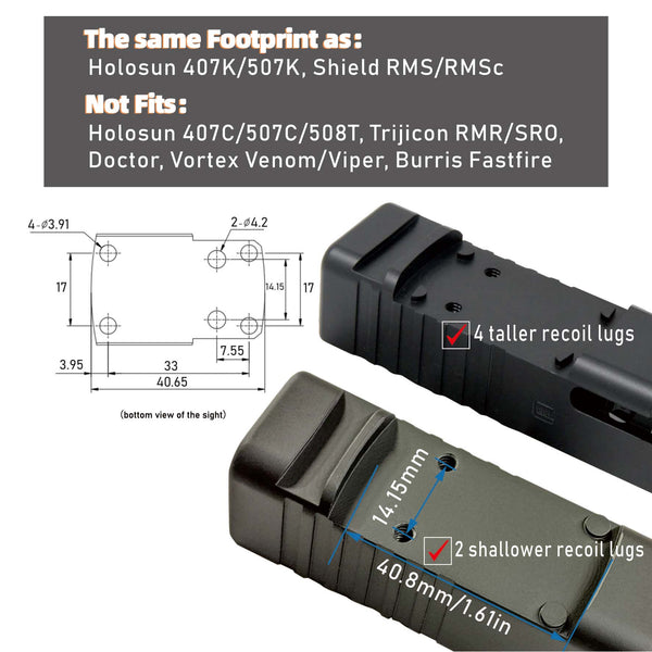 GOWUTAR HHC17C Multiple Reticles Red Dot Sight for RMSc Footprint 3 MOA Dot 46 MOA Circle Micro Pistol Optic
