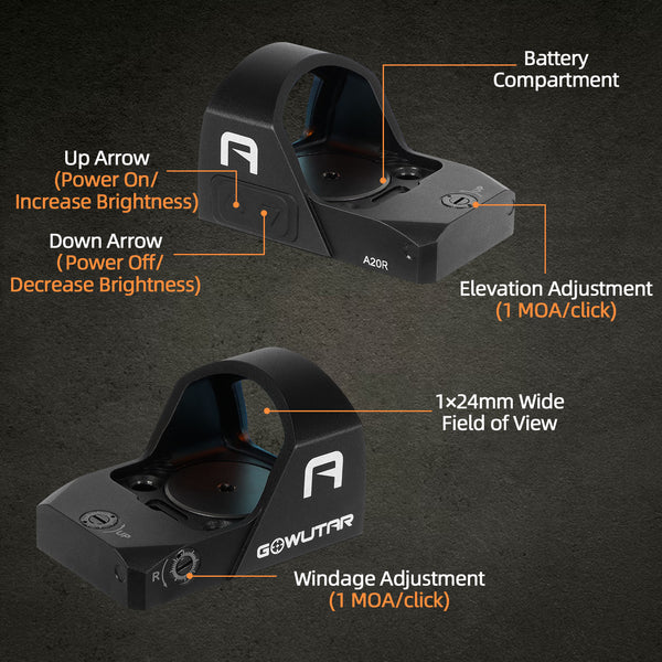 A20 RMR Red Dot Sight Motion Awake 2 MOA Reflex Sight for Full Size Pistols