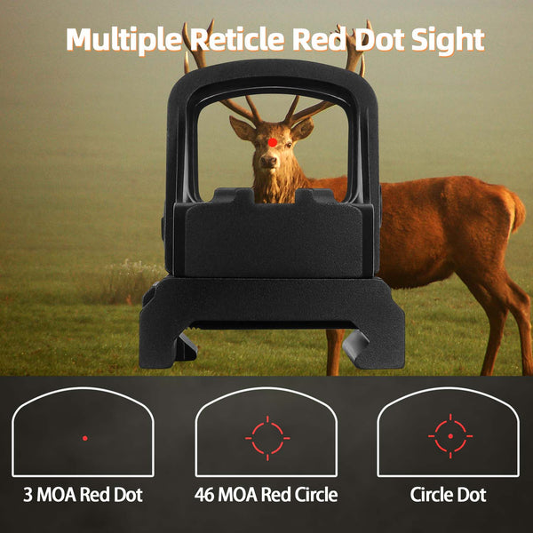 GOWUTAR HHC17C Multiple Reticles Red Dot Sight for RMSc Footprint 3 MOA Dot 46 MOA Circle Micro Pistol Optic