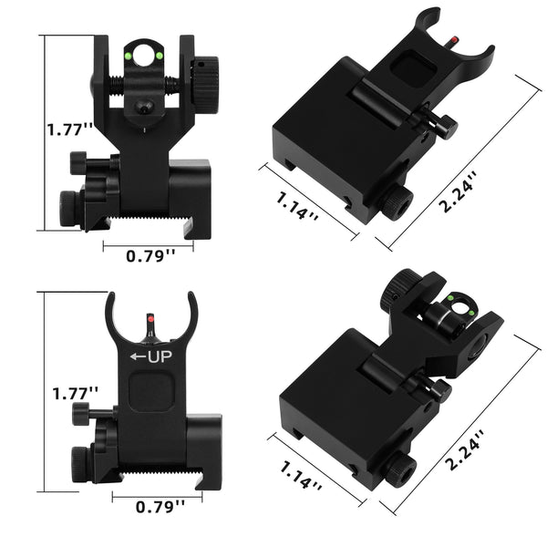 gowutar flip up fiber optic iron sight 90 degree front and rear sight picatinny backup sight set