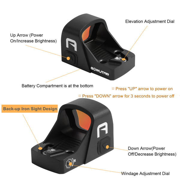 A17 2 MOA RMS RMSc Micro Red Dot Sight Shake Awake w/ Pic Mount
