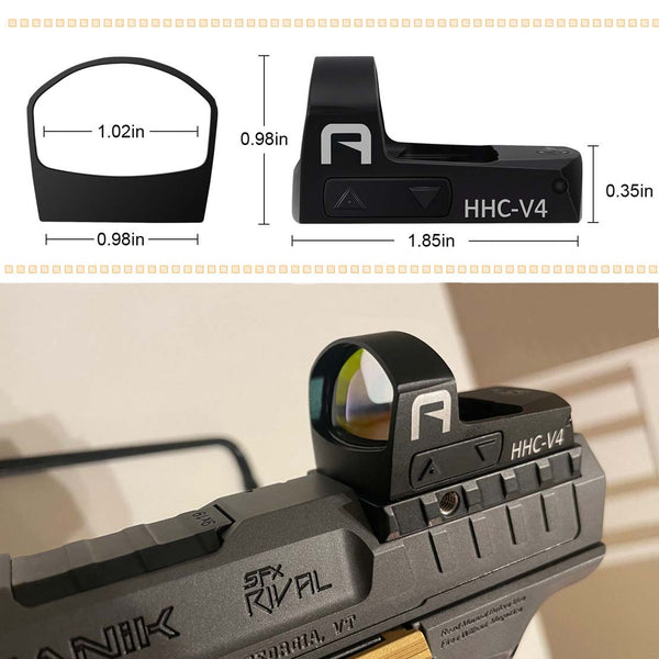 gowutar hhc-v4 red dot optic sights mounted on hand pistol